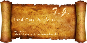 Takács Jolán névjegykártya